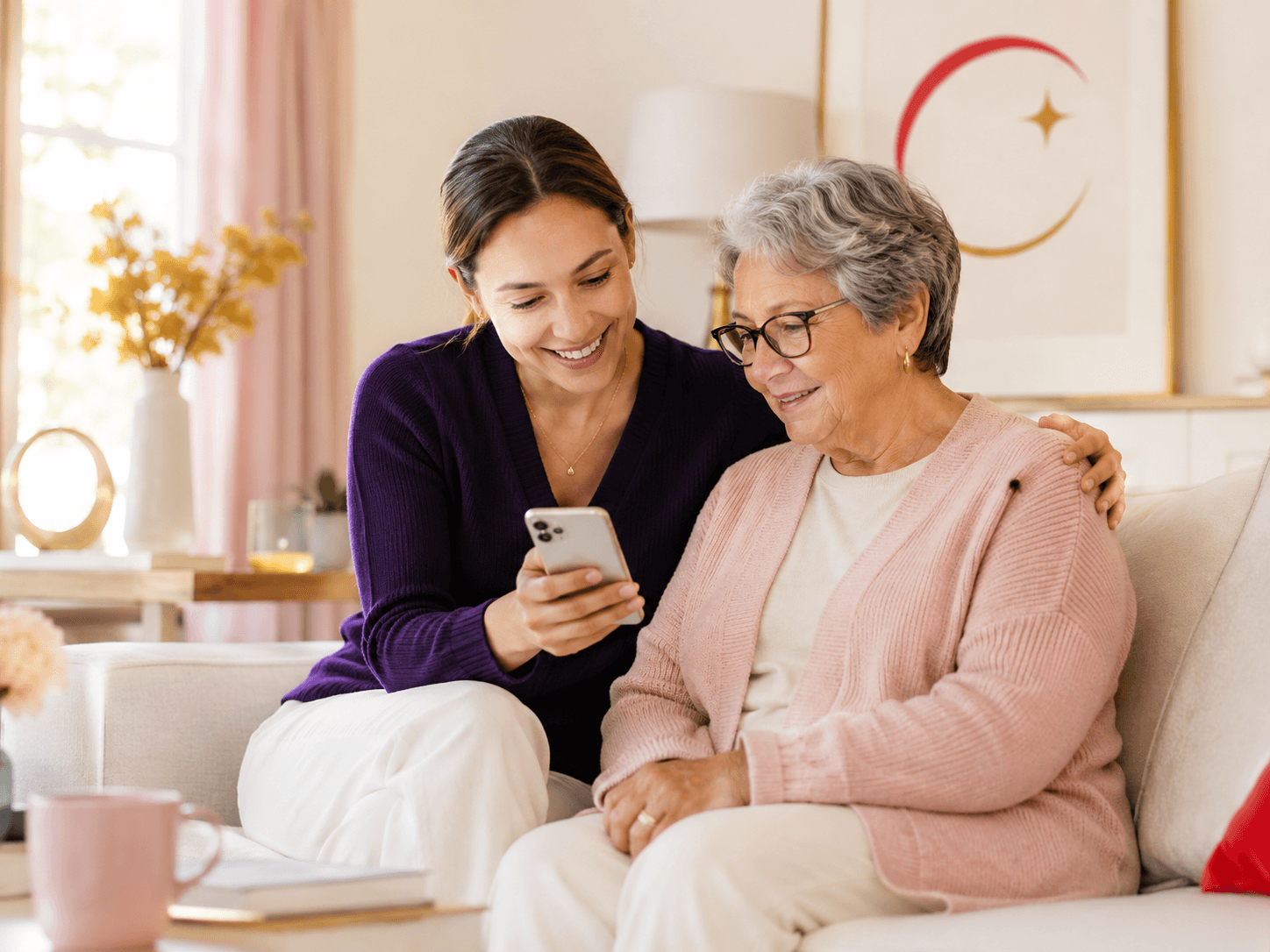 Family members coordinating support together in Care Mode